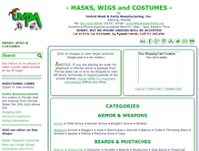 Tablet Screenshot of masks-wigs-and-costumes.com